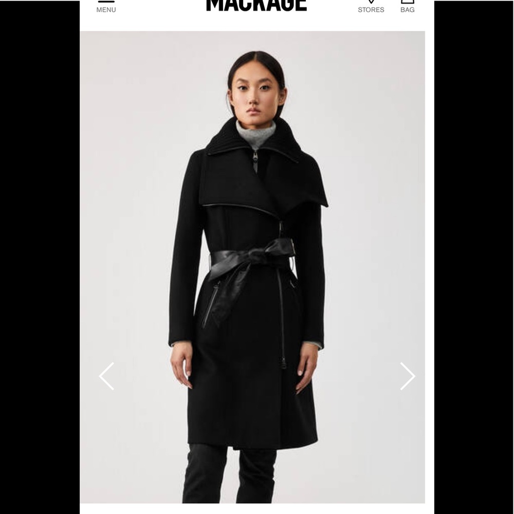 Mackage Black Nori Wool Coat Medium